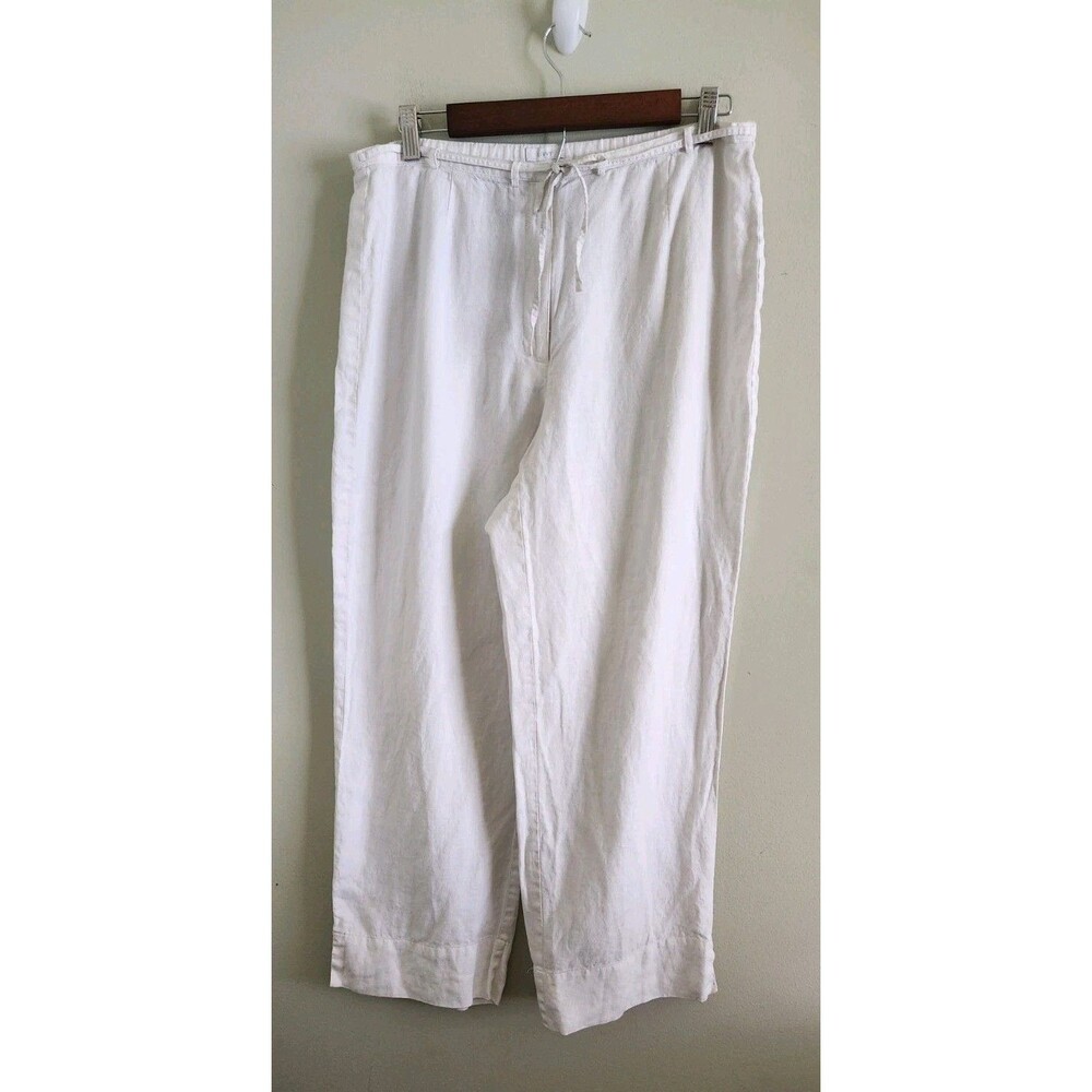 Liz Claiborn Lizsport Livvy Linen Blend Mid Rise Wide Leg Pull On Pant Size 12